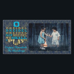Hanukkah Photo Card "O Dreidel Dreidel Dreidel..."<br><div class="desc">Happy Holiday, Hanukkah/Chanukah Photo Card, "O Dreidel Dreidel Dreidel Now Dreidel We Shall Play" Glossy, Photo Card with white envelope. Personalize by replacing photo and wording, "Happy Hanukkah, The Blumbergs" Customize wording by choosing your favourite font style, colour and size. Background colour can be changed out and Gold Glitter layer...</div>