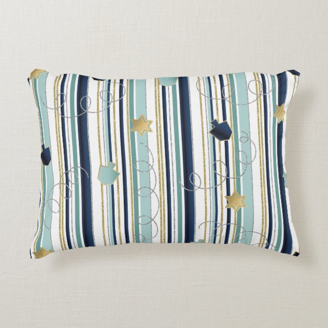 Hanukkah Pillow  Dreidels N Stars (Front)