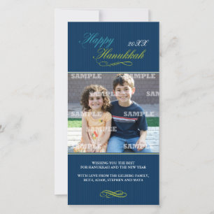 Hanukkah Pin Stripe Photo Card