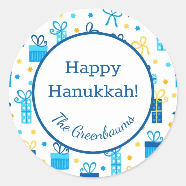 Hanukkah Presents Classic Round Sticker (Front)
