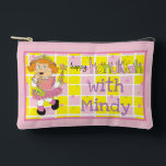 Hanukkah Pretty in Pink Tootsie Plays Dreidel Accessory Pouch<br><div class="desc">Hanukkah Pretty in Pink Tootsie Plays Dreidel Game, Pouch. All design elements can be edited. Change editable text using your favourite font style, colour, and size. Fill your pouch with dreidels, and playing treats. Game on!!! Happy Hanukkah! Bag Type: Print Cut Sew Small Accessory Pouch Our pouches come in two...</div>