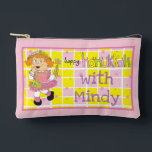 Hanukkah Pretty in Pink Tootsie Plays Dreidel Accessory Pouch<br><div class="desc">Hanukkah Pretty in Pink Tootsie Plays Dreidel Game, Pouch. All design elements can be edited. Change editable text using your favourite font style, colour, and size. Fill your pouch with dreidels, and playing treats. Game on!!! Happy Hanukkah! Bag Type: Print Cut Sew Small Accessory Pouch Our pouches come in two...</div>