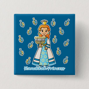 Hanukkah Princess 2 Inch Square Button