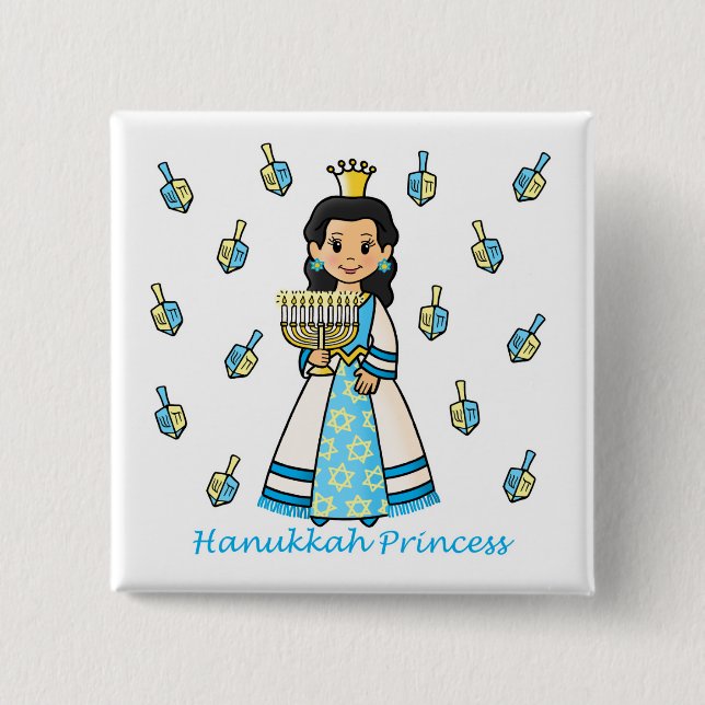 Hanukkah Princess Blank 2 Inch Square Button (Front)