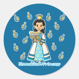 Hanukkah Princess Classic Round Sticker