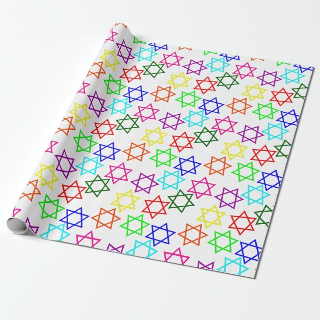 hanukkah rainbow star of david wrapping paper (Unrolled)