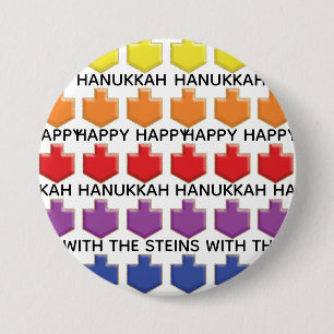 Hanukkah Round Button, Personalize 3D Dreidels 3 Inch Round Button
