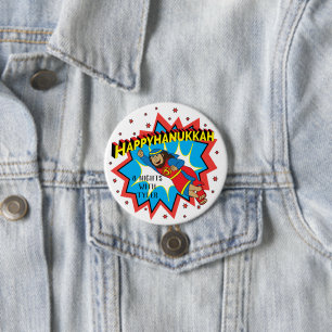 Hanukkah Round Button, Personalize Judah Maccabee 3 Inch Round Button