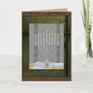 Hanukkah Rustic Art Deco MashUp (Personalized) Holiday Card