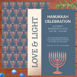 Hanukkah Rustic Menorah Festival Lights Elegant<br><div class="desc">Personalize these Hanukkah invitations with real foil accents for an elegant touch. The simple modern layout is grounded with a faux wood texture menorah at the bottom that brings in both traditional and rustic to your Hanukkah party invites. A side border of real rose gold foil on the left is...</div>