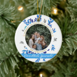 Hanukkah Sameach | Simple Hanukkah family photo Ceramic Ornament<br><div class="desc">Hanukkah Sameach | Simple Hanukkah family photo</div>