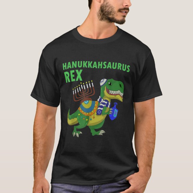 Hanukkah Saurus Rex Funny T Rex Dinosaur Hanukkah  T-Shirt (Front)