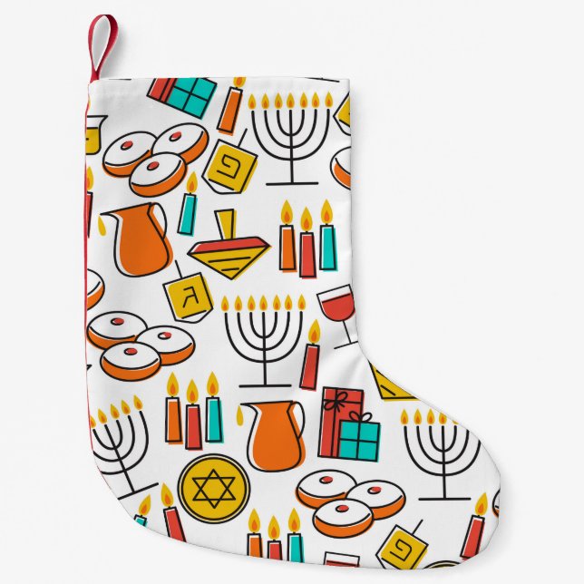 Hanukkah seamless pattern. Jewish Holiday Hanukkah Small Christmas Stocking (Front)