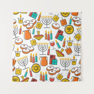 Hanukkah seamless pattern. Jewish Holiday Hanukkah Tapestry