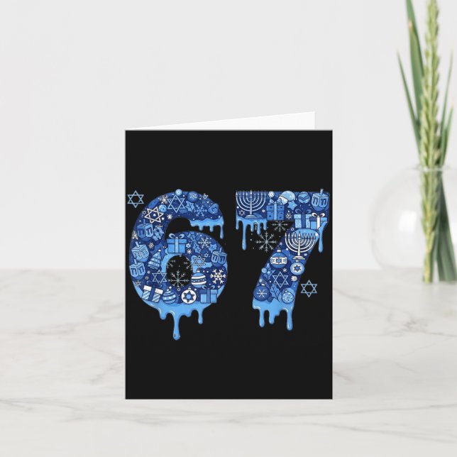 Hanukkah Six Seven 67 Meme Funny Dreidel Menorah S Card (Front)