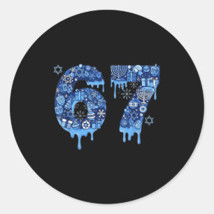 Hanukkah Six Seven 67 Meme Funny Dreidel Menorah S Classic Round Sticker