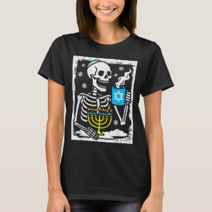 Hanukkah Skeleton Coffee Dreidel Jewish Menorah Ch T-Shirt
