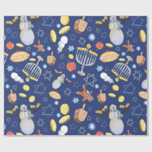 Hanukkah Snowman and Menorah Wrapping paper