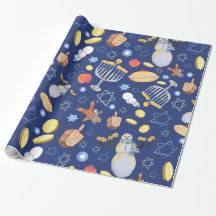 Hanukkah Snowman and Menorah Wrapping paper