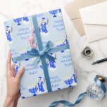 Hanukkah Snowman Chrismukkah Name And Message Wrapping Paper<br><div class="desc">Personalize this cute Hanukkah snowman wrapping paper with the name of the lucky recipient or add your name and Chanukah message for a custom roll just for you. Decorated with cute snowmen and Menorahs in deep shades of blue this gift wrap makes a fun statement. From the traditional eight nights...</div>