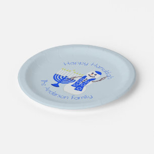 Hanukkah Snowman Chrismukkah Party Add Your Name Paper Plate