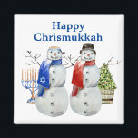 Hanukkah Snowman Christmas Chrismukkah   Magnet<br><div class="desc">This design may be personalized in the area provided by changing the photo and/or text. Or it can be customized by clicking Personalize this Template and then choosing the click to customize further option and delete or change the colour of the background, add text, change the text colour or style,...</div>