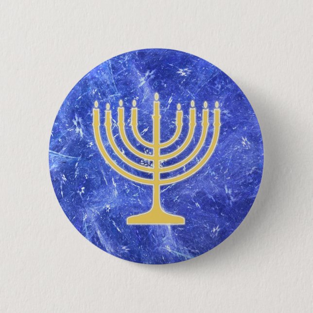 Hanukkah Snowstorm Menorah 2 Inch Round Button (Front)