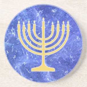 Hanukkah Snowstorm Menorah Coaster