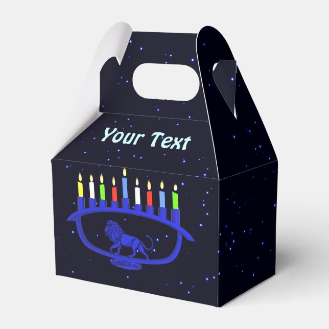 Hanukkah Snowstorm Menorah Favor Box (Front Side)