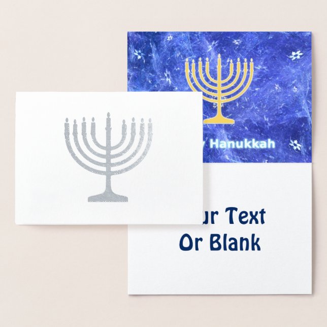 Hanukkah Snowstorm Menorah Foil Card (Display)