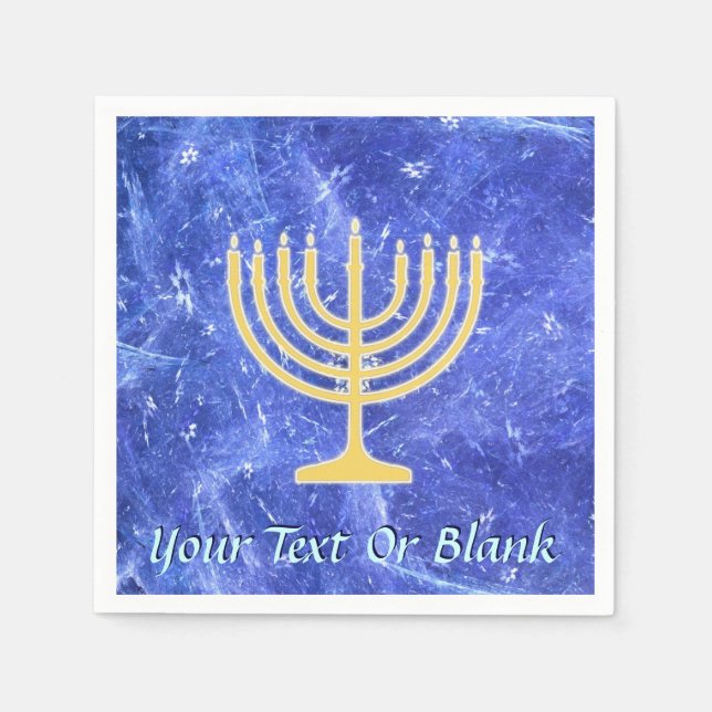 Hanukkah Snowstorm Menorah Napkin (Front)