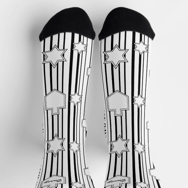Hanukkah Socks "Dreidels and Stars" (Top)