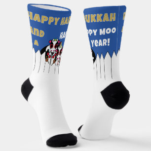 Hanukkah Socks "Happy MOO Year"