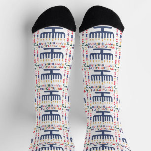 Hanukkah Socks "Menorah Happy"