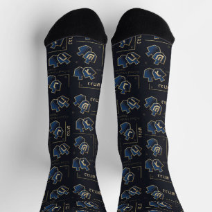 Hanukkah Socks "Navy Dreidels"