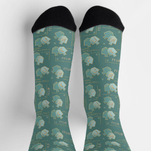 Hanukkah Socks "Teal Dreidels"