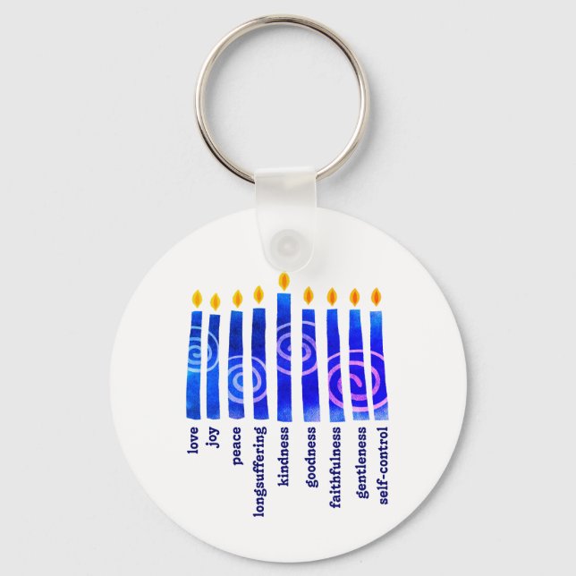 HANUKKAH Spiritual Fruit Christian Keychain (Front)
