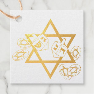 Hanukkah Star and Dreidels Favour Tags