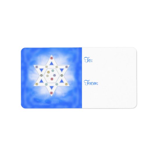 Hanukkah Star and Snowflakes Blue Gift Tag