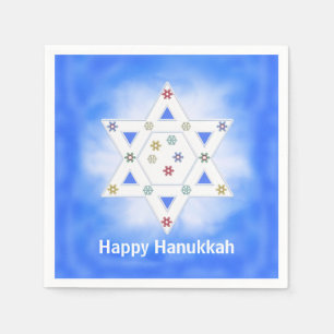 Hanukkah Star and Snowflakes Blue Napkin