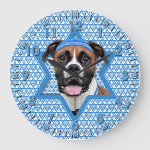 Hanukkah Star of David - Boxer - Vindy Large Clock