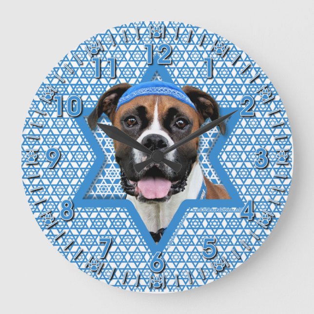 Hanukkah Star of David - Boxer - Vindy Large Clock (Front)