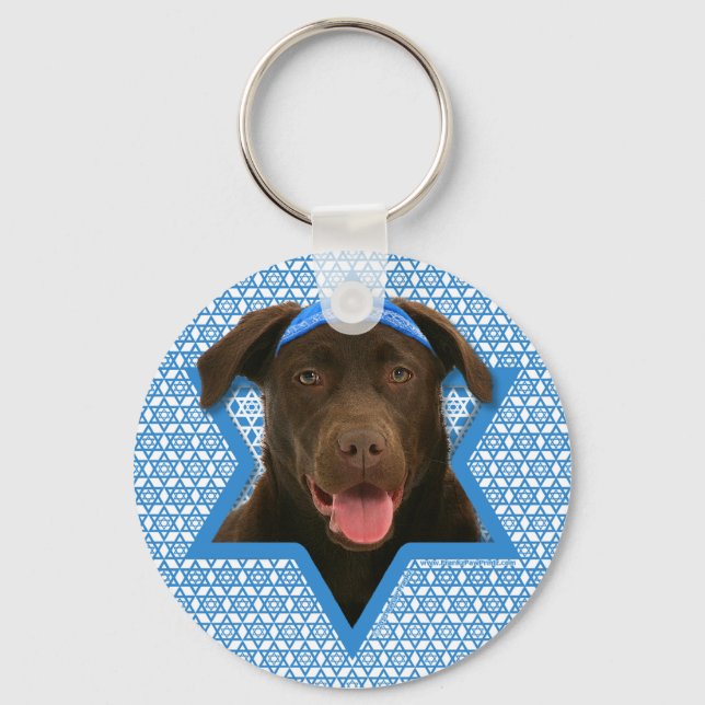 Hanukkah Star of David - Chocolate Labrador Keychain (Front)