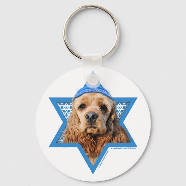 Hanukkah Star of David - Cocker Spaniel Keychain (Front)