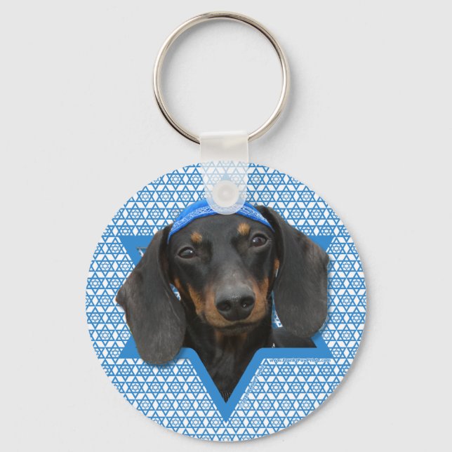 Hanukkah Star of David - Dachshund - Winston Keychain (Front)
