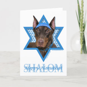 Hanukkah Star of David - Doberman - Rocky Holiday Card