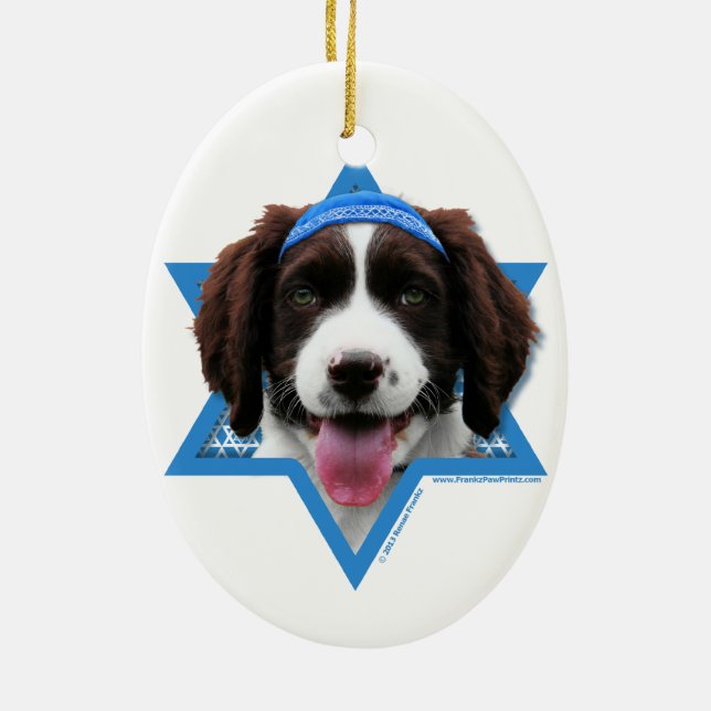 Hanukkah Star of David - English Springer Spaniel Ceramic Ornament (Back)