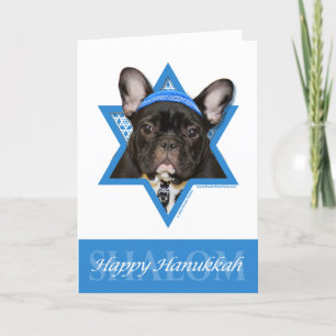 Hanukkah Star of David - French Bulldog - Teal Holiday Card