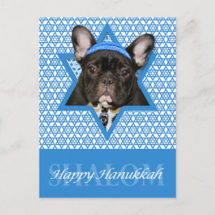 Hanukkah Star of David - French Bulldog - Teal Holiday Postcard