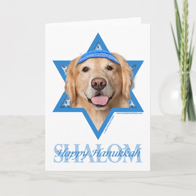 Hanukkah Star of David - Golden Retriever - Corona Holiday Card (Front)
